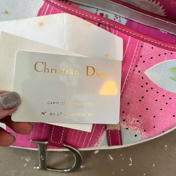 Dior Pink Graffiti Saddle Bag - Picture 5 of 7